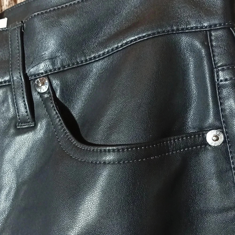 J. Crew vegan leather high waist classic straight black 5 pocket size 27 - Picture 6 of 13